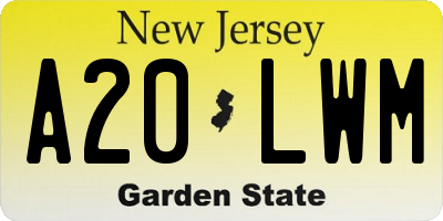 NJ license plate A20LWM