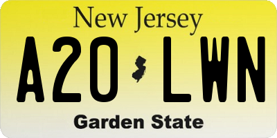 NJ license plate A20LWN