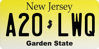 NJ license plate A20LWQ