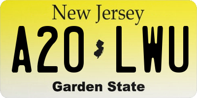 NJ license plate A20LWU