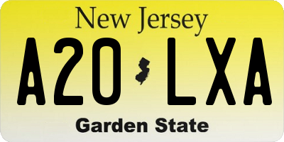 NJ license plate A20LXA