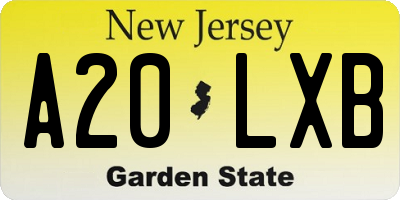 NJ license plate A20LXB