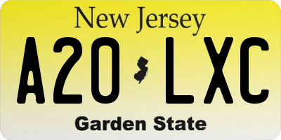 NJ license plate A20LXC
