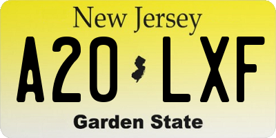 NJ license plate A20LXF