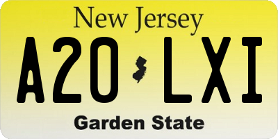 NJ license plate A20LXI