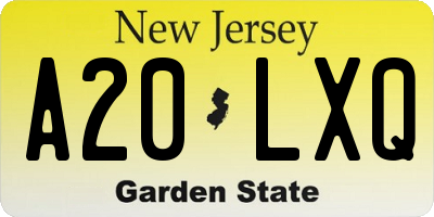 NJ license plate A20LXQ