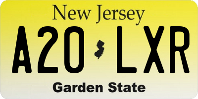 NJ license plate A20LXR