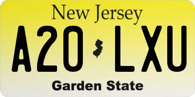 NJ license plate A20LXU