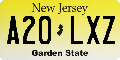 NJ license plate A20LXZ