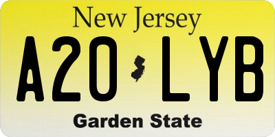 NJ license plate A20LYB