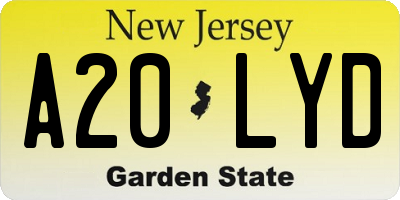 NJ license plate A20LYD