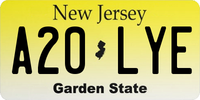 NJ license plate A20LYE