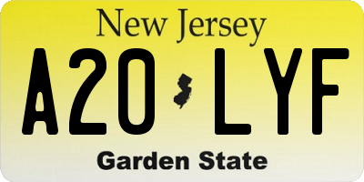 NJ license plate A20LYF