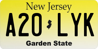 NJ license plate A20LYK