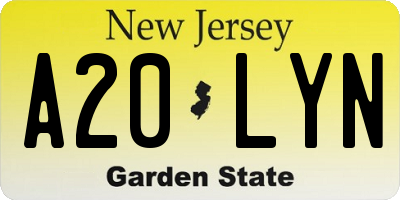 NJ license plate A20LYN