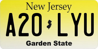 NJ license plate A20LYU