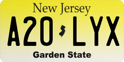 NJ license plate A20LYX