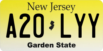 NJ license plate A20LYY