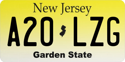 NJ license plate A20LZG