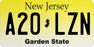 NJ license plate A20LZN