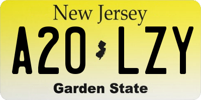 NJ license plate A20LZY