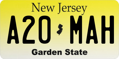 NJ license plate A20MAH