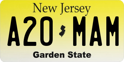 NJ license plate A20MAM