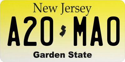 NJ license plate A20MAO