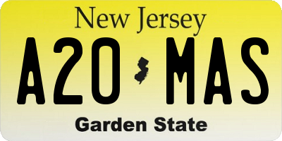 NJ license plate A20MAS