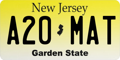 NJ license plate A20MAT
