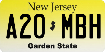NJ license plate A20MBH