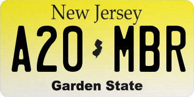 NJ license plate A20MBR