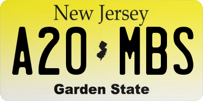 NJ license plate A20MBS