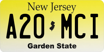 NJ license plate A20MCI