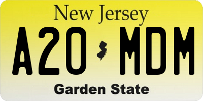 NJ license plate A20MDM