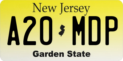 NJ license plate A20MDP