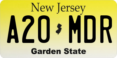 NJ license plate A20MDR