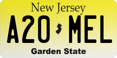 NJ license plate A20MEL