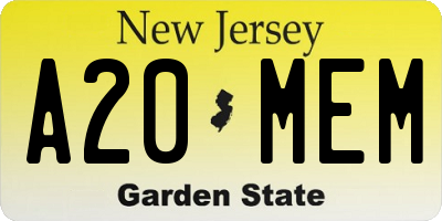 NJ license plate A20MEM