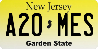 NJ license plate A20MES