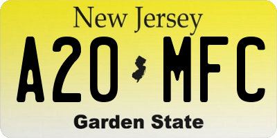 NJ license plate A20MFC