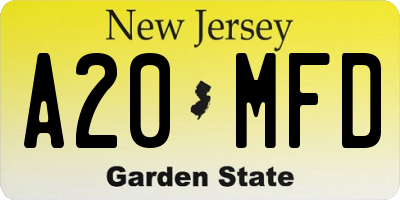 NJ license plate A20MFD