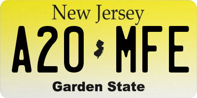NJ license plate A20MFE