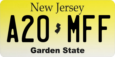 NJ license plate A20MFF