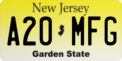 NJ license plate A20MFG