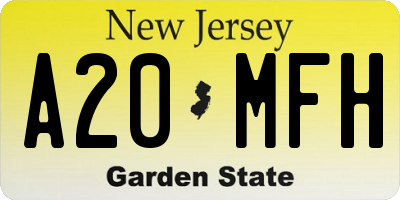 NJ license plate A20MFH