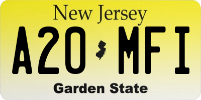 NJ license plate A20MFI