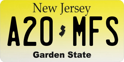 NJ license plate A20MFS