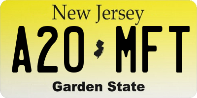 NJ license plate A20MFT