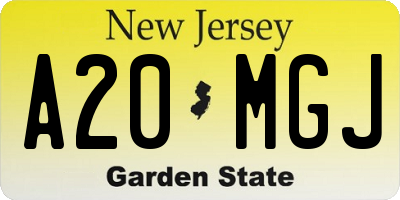 NJ license plate A20MGJ